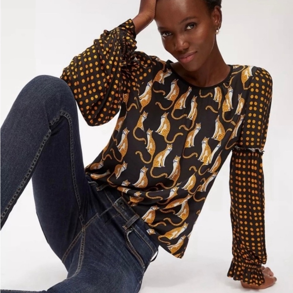 Anthropologie Bl-nk London Leopard Print Blouse